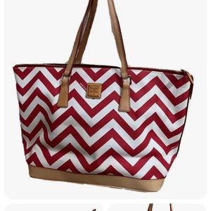Dooney & Bourke Coat/ Cotton Chevron Red Tote NWT W/Acc FC521RD